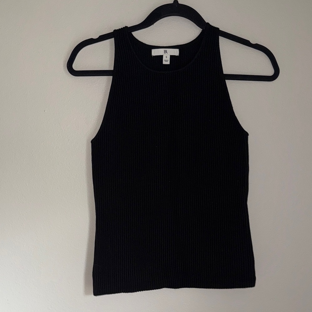 Banana Republic Black Ribbed High-Neck Tank Top